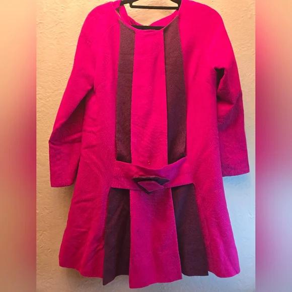Vintage Roupe Rouge Toronto Wool Dress | 80s–90s Colorblock Statement - Picture 5 of 8